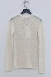 SWAYING/KNIT striped diagonal sleeve bottoming shirt SW23AW1T14 white